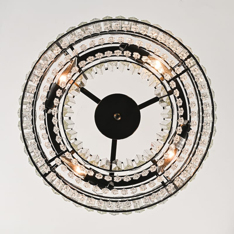 15.7" Modern 4-Light Crystal Semi Flush Mount