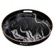 A&B Home Quinn Black and White Marble Design Round Trays (Set of 2) - Thumbnail 4