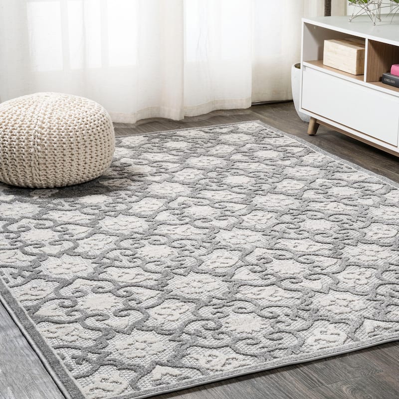 JONATHAN Y Crisantemo Tile Trellis High-Low Indoor/Outdoor Area Rug