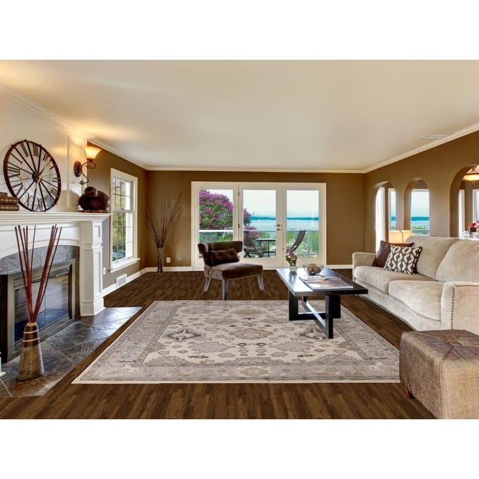 Ivory Oushak Indian Area Rug Hand-Knotted Wool Carpet - 8'1" x 9'11"