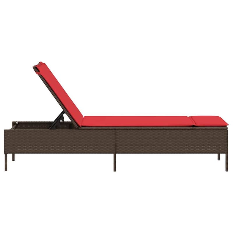 vidaXL Sun Lounger with Cushion Chaise Lounge Poly Rattan Brown/Gray/Black - 21.7 x 78 x 38.2