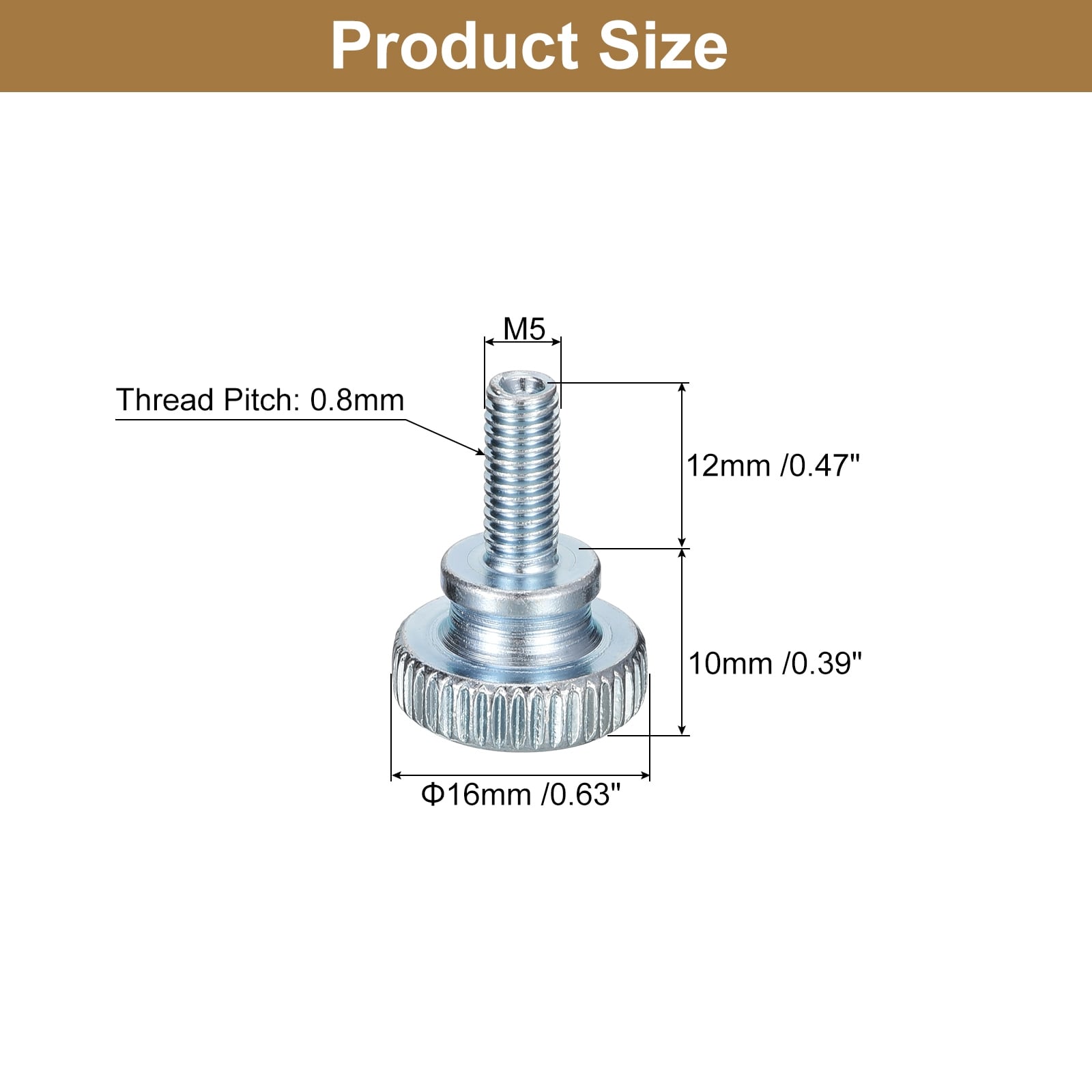 Knurled Thumb Screws, Carbon Steel Zinc Plated Flat Knurled Head Fully Threaded Thumb - Silver