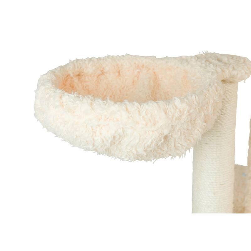 Mult -Level Real Wood Cat Tree Hammock Bed, Climbing Center for Cats - Beige