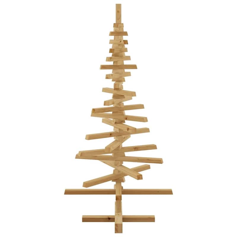 vidaXL Wooden Christmas Tree with Stand Brown Solid pine wood