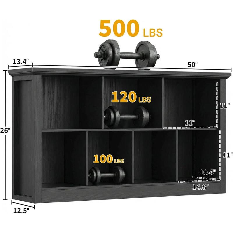 7/10 Cube Bookcase Organizer with Backpanel, 50" Wooden Storage Book Shelf for Living Room, Bedroom, Home Office, Kids Room