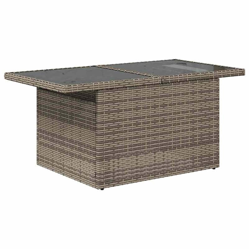 vidaXL Patio Sofa Set with Cushions Table and Couches 7 Piece Poly Rattan - 24.4" x 24.4" x 27.2"