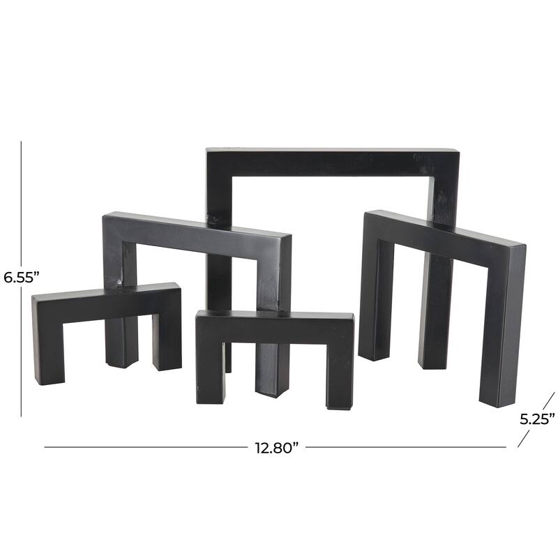 Gold or Black Metal Abstract Square Arched Geometric Sculpture