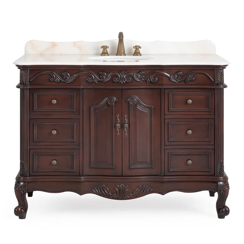 48" Benton Collection Beckham Classic Brown Bath Vanity & Mirror