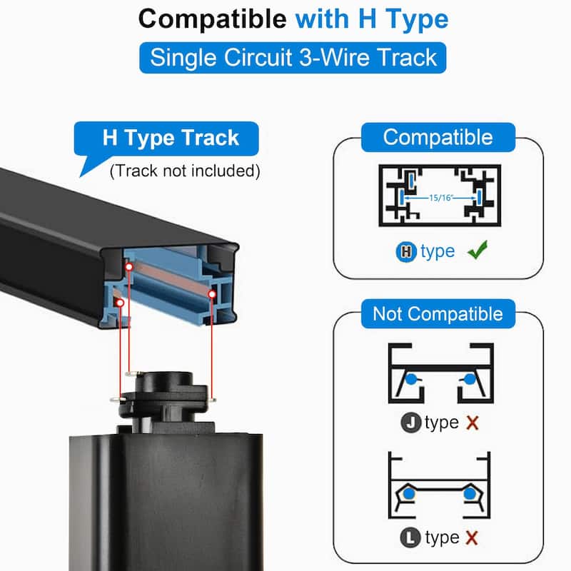 4 Pack H-Type Lighting Pendants Ceiling Track Hanging Light Fixtures, with Track Lighting Rail, E26 Socket, not Include