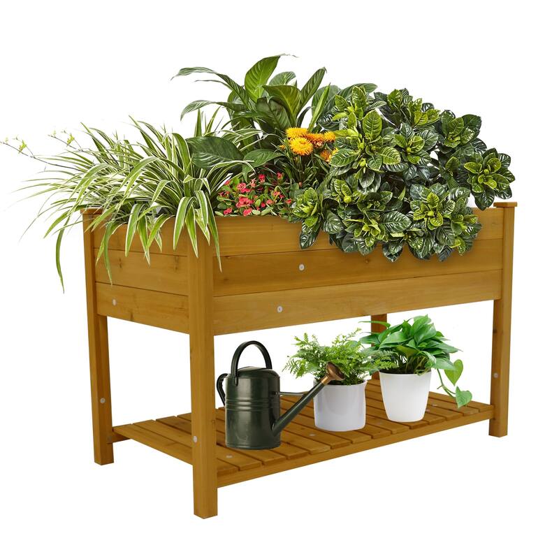 Raised Garden Bed Planter Box with Legs & Storage Shelf