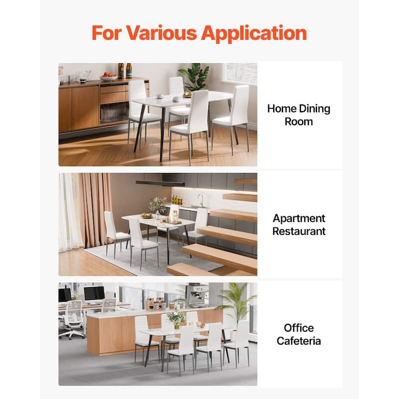 Metal PVC Leather Dining Chair Set Ergonomic Modern Seat