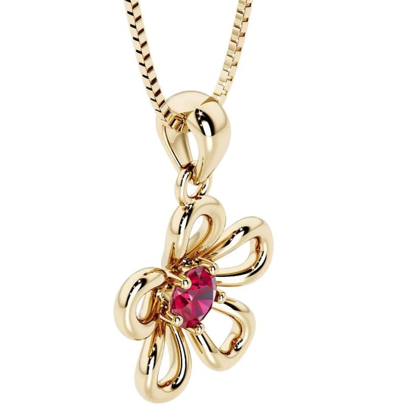 Oravo Gold Plated Sterling Silver Gemstone Flower Pendant