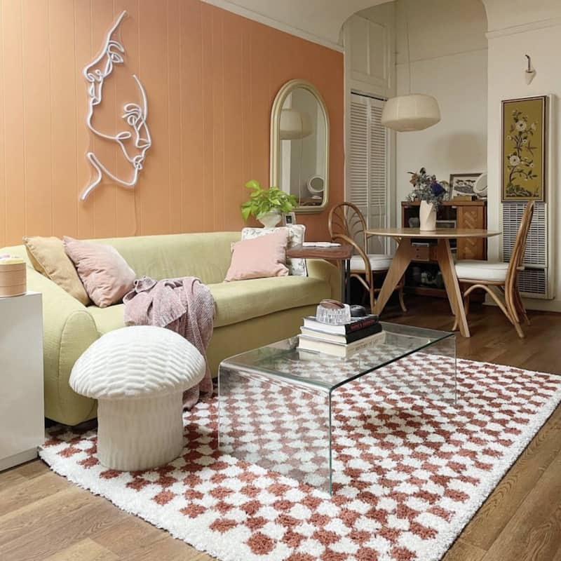 Covey Plush Checkered Thick Shag Area Rug