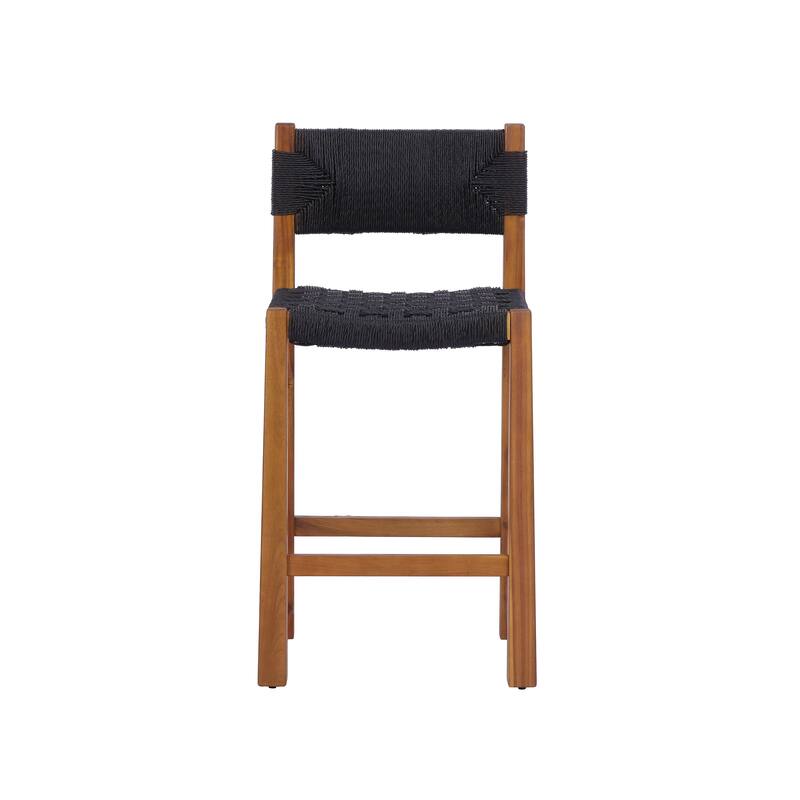 Christopher Knight Home - Modern Acacia Wood Outdoor Bar Stools with Teak Finish and Wicker Back Patio Chairs
