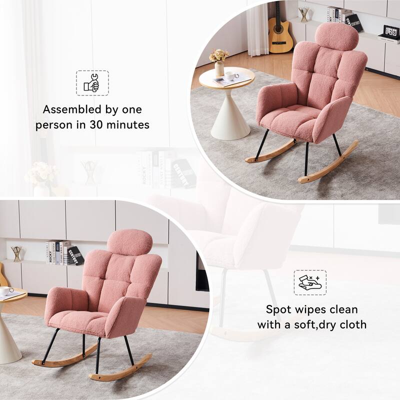 Teddy Fabric Nursery Rocking Chair with Headrest