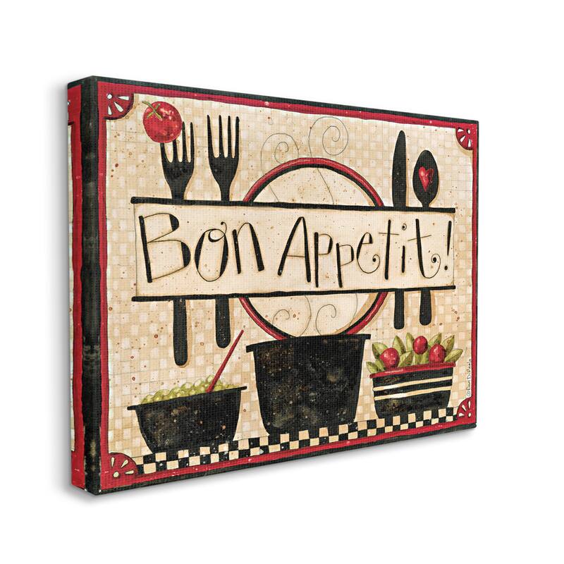 Stupell Bon Appetit Phrase Vintage Kitchen Cooking Charm Canvas Wall Art - 24 x 30
