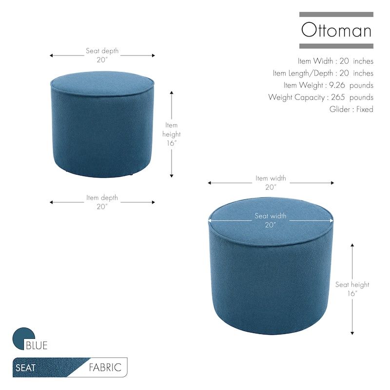 Porthos Home Belia Boucle Fabric Round Ottoman Coffee Table