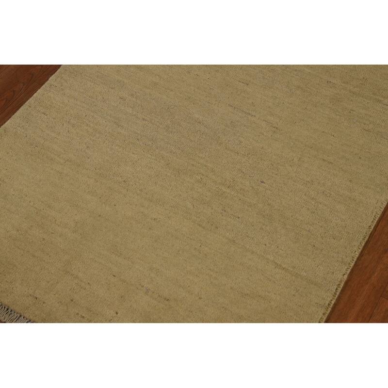 Gold Gabbeh Modern Runner Rug Handmade Wool Carpet - 2'9"x 10'0"