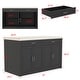 preview thumbnail 8 of 40, Kitchen Island with Storage Cabinet, White Kitchen Island Table with Drawers & Shelves Pantry