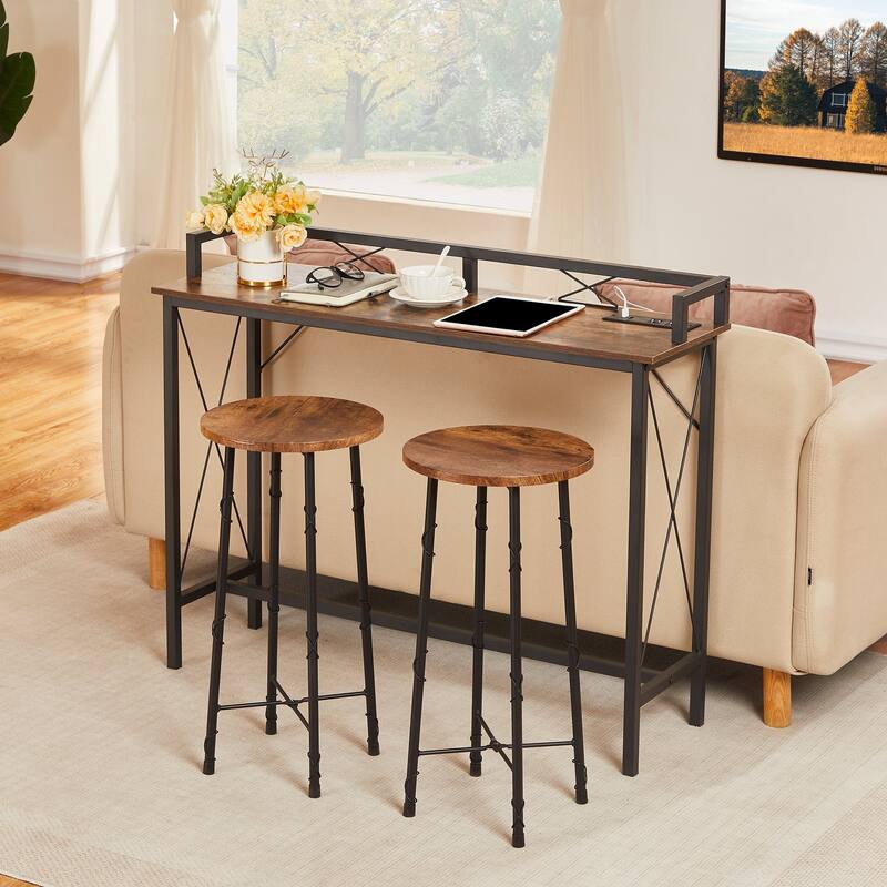 Javlergo Extra Long Console/Sofa Table with Charging Station & Power Outlet