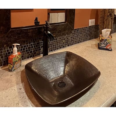 Square 15" Copper Vessel Bathroom Sink by SimplyCopper - 15" x 15" x 4"