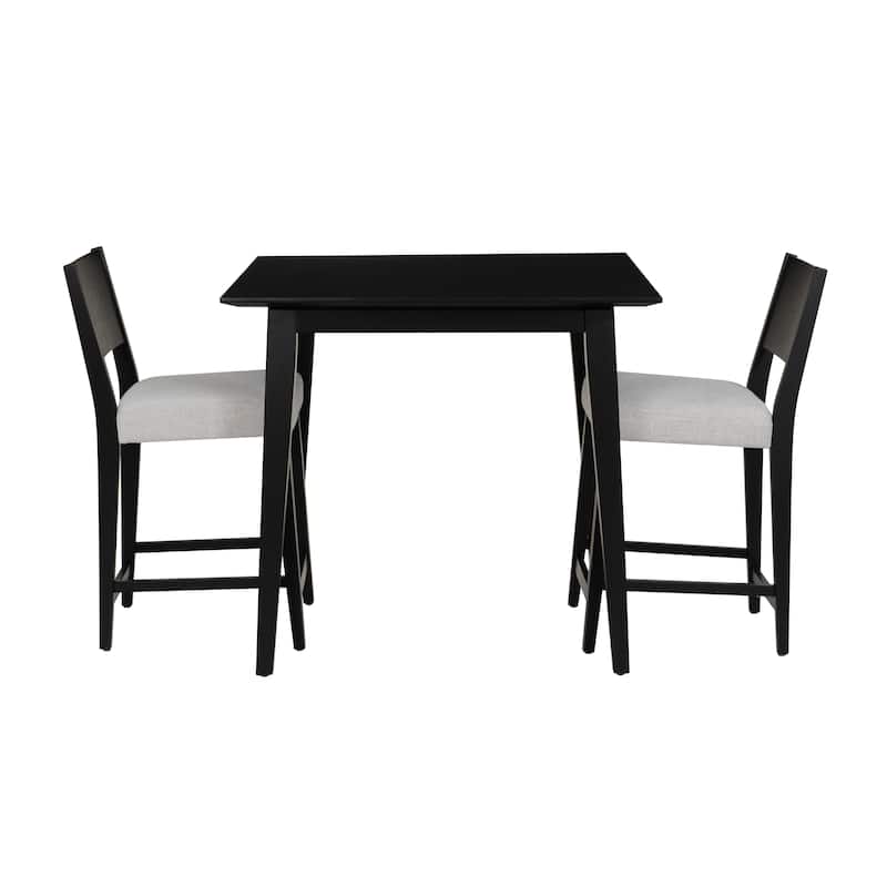 Caelan 3PC Upholstered Counter Set Black