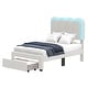 preview thumbnail 17 of 22, Adjustable Headboard Lamb Wool Bed Frame with Drawer and Charging Station & LED Lights