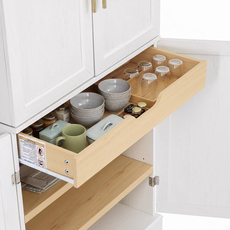 Farmhouse 78.2" Tall Kitchen Pantry Cabinet with Door Shelves, Adjustable Shelves and Hidden Drawer