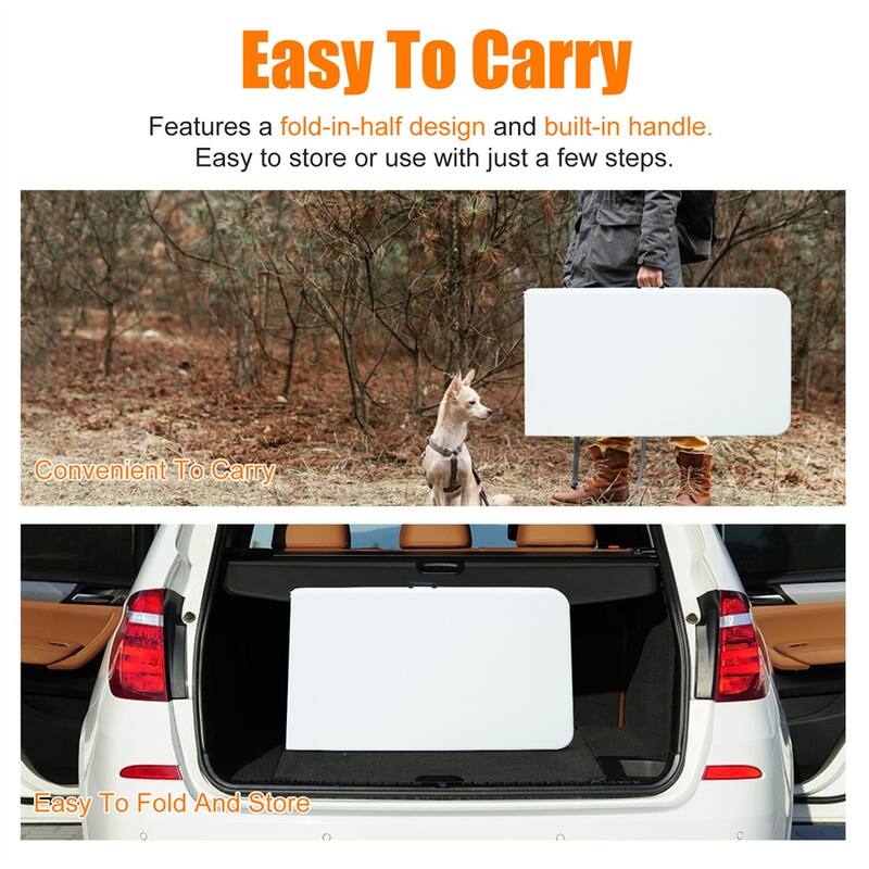 White 4ft, 6ft or 8ft Portable Foldable Plastic Table for Camping