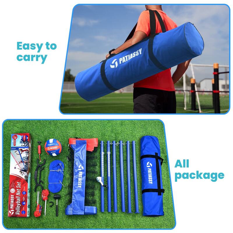 Volleyball Net for Backyard with Adjustable Aluminum Poles Boundary Line Heavy-Duty Winch System