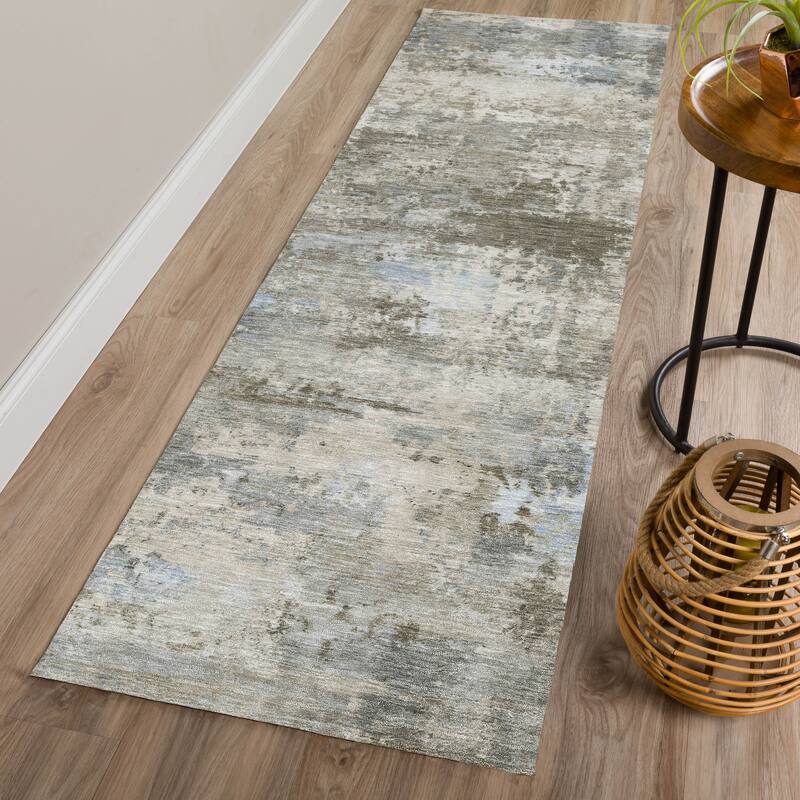 Machine Washable Indoor/ Outdoor Modern Solid Chantille Rug