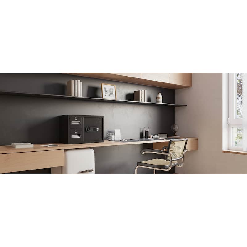 Steel Security Safe and Lock Box with Electronic Keypad - Secure Cash, Jewelry, ID Documents, Black,1.85 Cubic Feet