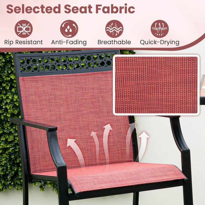 Costway Outdoor Counter Stools Set of 2 with Footrest & Armrests Metal - See Details