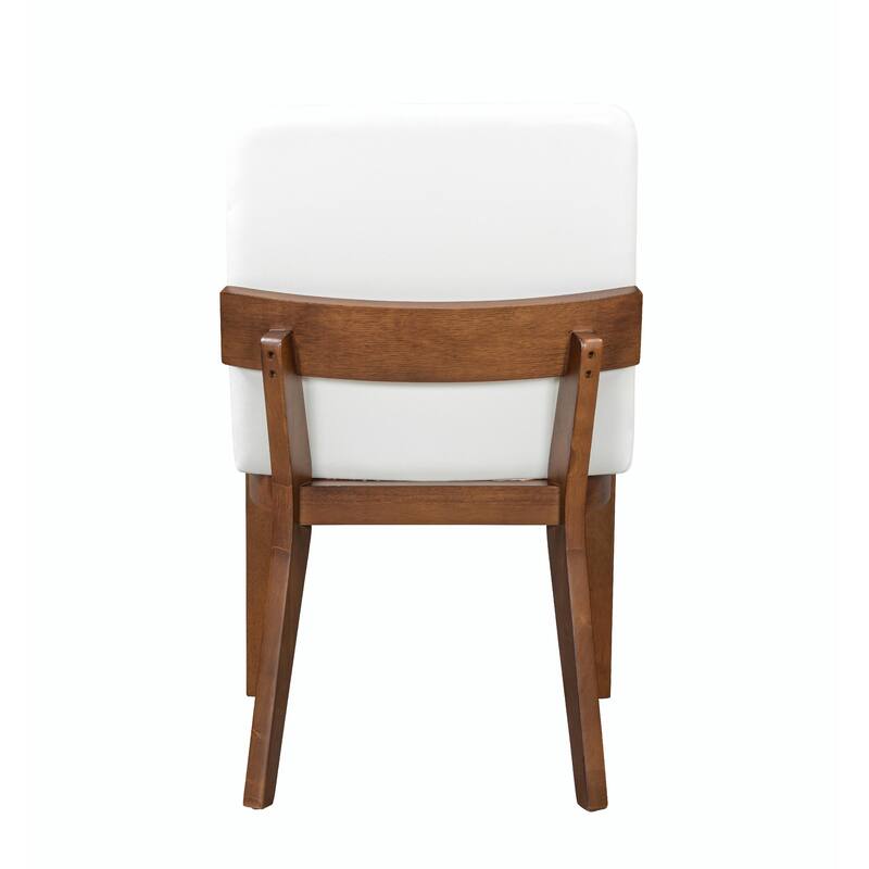 Contemporary Chairs Set - Walnut Finish & Padded Seats - Set of 2