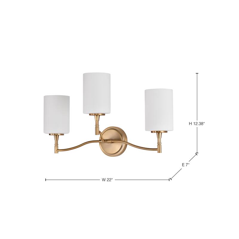 Liam 3 Light Vanity Burnished Brass White Opal Glass - Burnished Brass