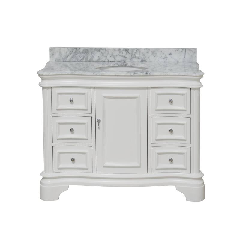 KitchenBathCollection Katherine 48" Bathroom Vanity with Carrara Marble Top
