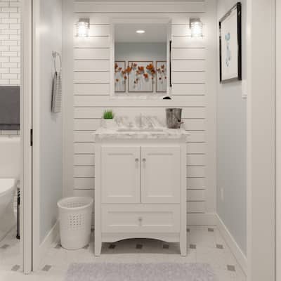 KitchenBathCollection Abbey 30" Bathroom Vanity with Carrara Marble Top