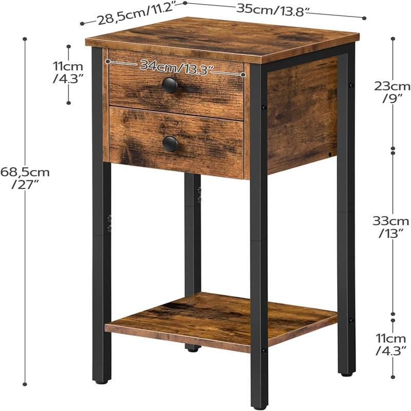 Bedside Table with 2 Drawers
