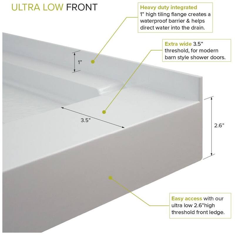 Transolid TRS_FLU6032L FLU-Series 60" x 32" Rectangular Shower Base