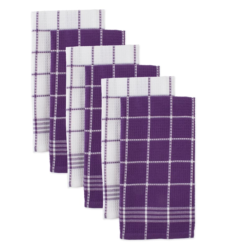 J&M Eggplant Waffle Weave Dishtowel (Set of 6)