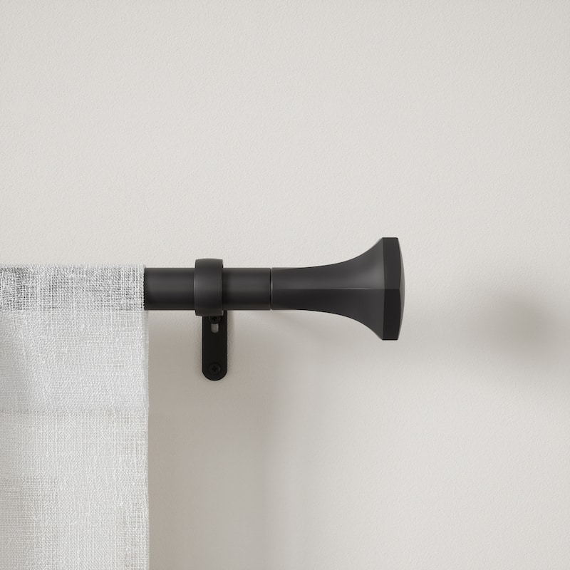 Black Curtain Rod 72-144 Inch Adjustable Telescoping Rod Set - M