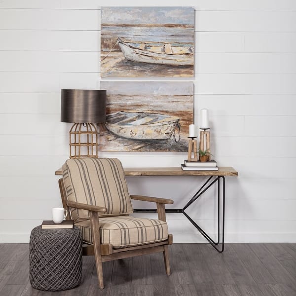 Medium Brown Solid Acacia Wood Console Table With Solid Iron Base. Medium Brown Solid Acacia Wood Console Table With Solid Iron Base.