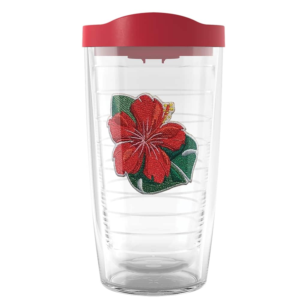 Tervis Tropical Hibiscus Collection Made in USA Double Walled Insulated Travel Tumbler, Tropical Red Hibiscus