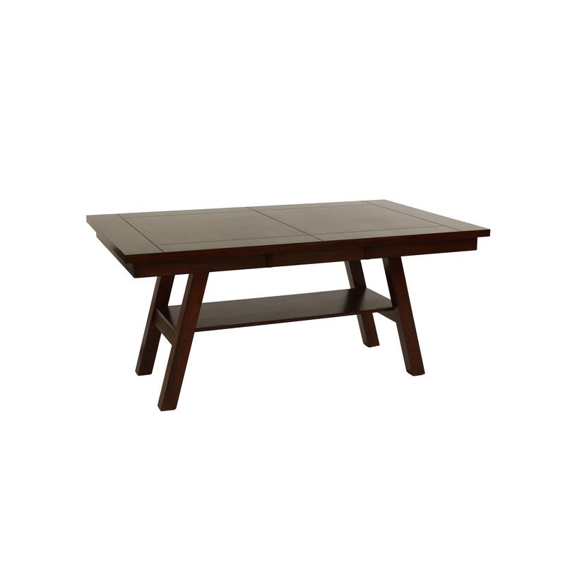 Dining Table Rectangle Dining Table w Shelve 1pc Table Only Rubber wood Dark Walnut Finish Dining Room Furniture