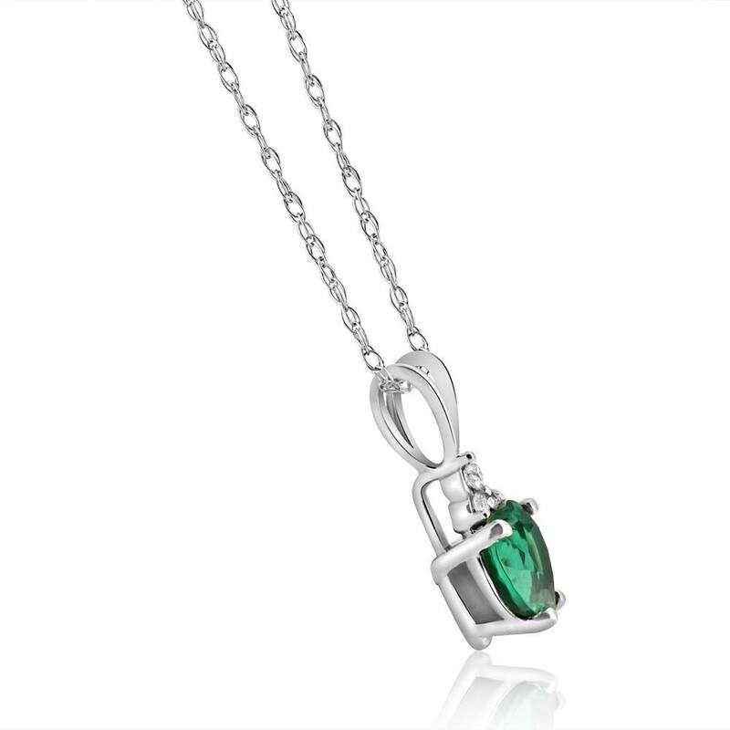 1/2ct Diamond & Simulated Emerald Heart Pendant White Gold