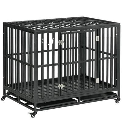 Durable Steel Dog Crate with Secure Locking Design for Medium and Large Dogs, Easy to Move