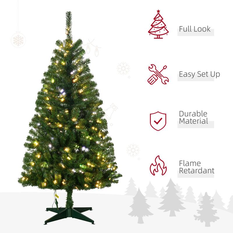5ft Pre-Lit Artificial Christmas Tree with 152 LED Lights and 365 Branches for Holiday Décor