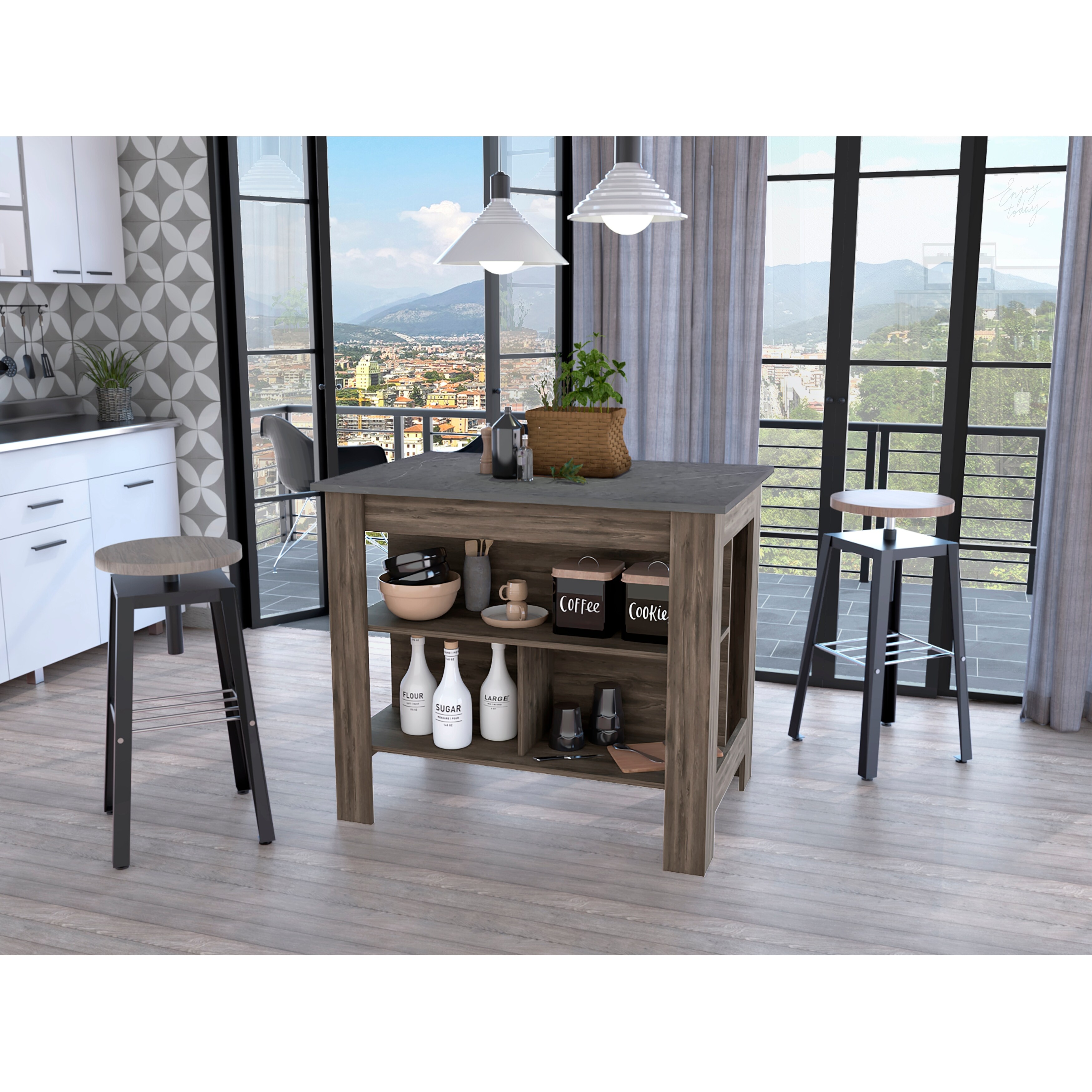 Counter height buffet with storage discount