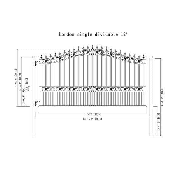 ALEKO Steel 12 ft Single Swing Driveway Gate London Style Black - Bed ...