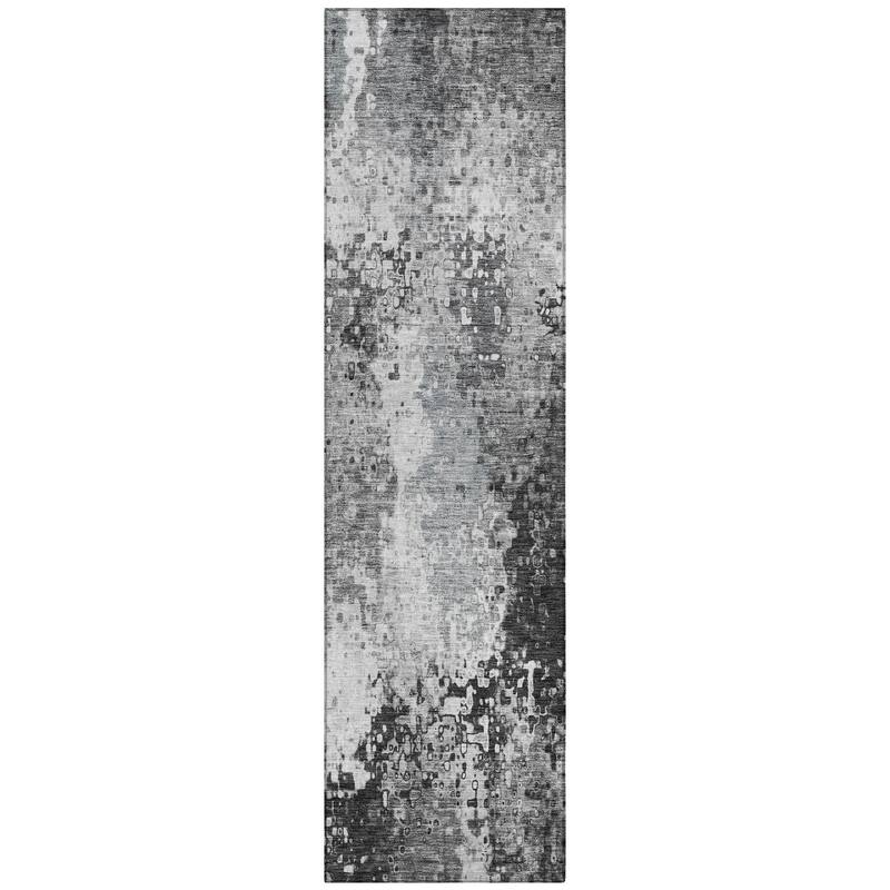 Machine Washable Indoor/ Outdoor Contemporary Abstract Chantille Rug